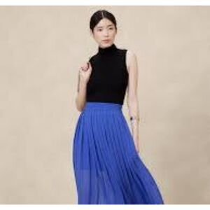 Banana Republic Ruched-Waist Pleated Maxi Skirt | Sz XL, Azul Blue